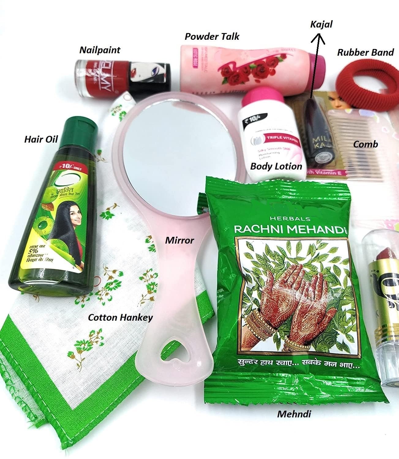 Solah Shringar Kit for Women (Basic Cosmetics, 16 Pcs Set), Sixteen Embellishments, 16 Shringar Kit Set for Devi MATA Rani Pooja (Gift Set)